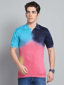 Monte Carlo - Mens Ombre Pink Collar Neck Half Sleeve Polo T-Shirt