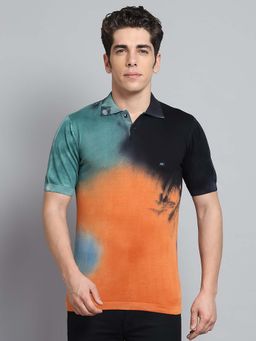Monte Carlo - Mens Ombre Orange Collar Neck Half Sleeve Polo T-Shirt