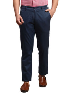 ColorPlus - Slim Fit Solid Blue Trouser