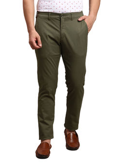 ColorPlus - Slim Fit Solid Green Trouser