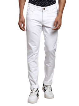 Parx - Slim Tapered Fit Solid White Jeans
