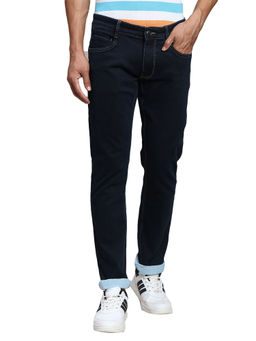 Parx - Slim Tapered Fit Solid Blue Jeans