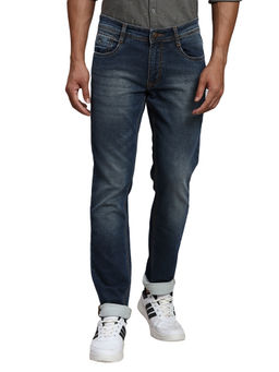 Parx - Slim Tapered Fit Solid Blue Jeans