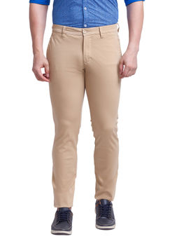 Parx - Tapered Fit Solid Khaki Trouser