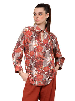 TAMISKA BY NARENDRA KUMAR - Hana Floral Shirt Collar Top
