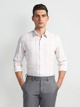 Arrow Newyork - Beige Checks Manhattan Slim Fit Shirt