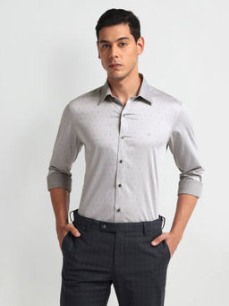 Arrow Newyork - Grey Printed Slim Fit Shirt