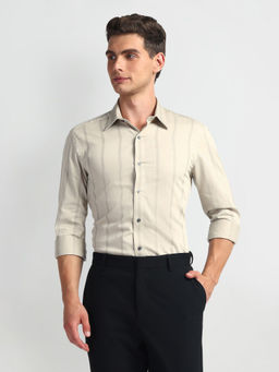Arrow Newyork - Beige Vertical Stripe Slim Fit Shirt