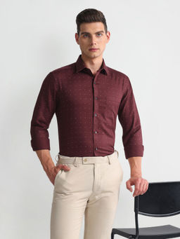 Arrow - Maroon Printed Slim Fit Shirt