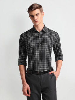 Arrow - Black White Manhattan Slim Fit Checks Shirt