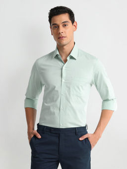 Arrow - Green Geometric Dobby Slim Shirt