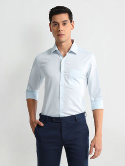 Arrow - Blue Checks Patterned Twill Slim Shirt