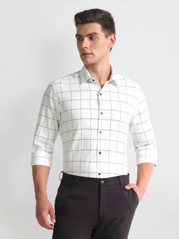 Arrow - White & Black Manhattan Slim Fit Windowpane Checks Shirt