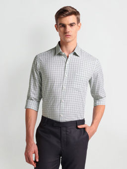 Arrow - White Grid Tattersall Checks Cotton Shirt