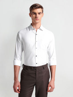 Arrow - White Vertical Stripe Manhattan Slim Fit Shirt