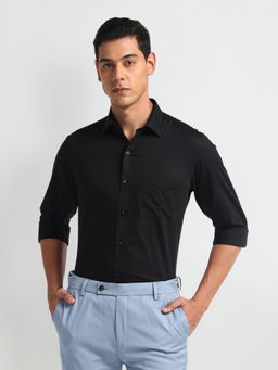 Arrow - Black Pure Cotton Solid Auto Press Shirt