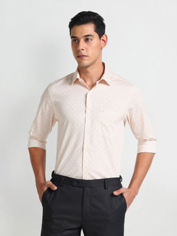 Arrow - Orange Motif Print Cotton Shirt