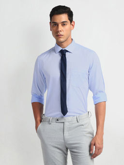 Arrow - Blue Pure Cotton Auto Press Shirt