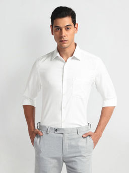 Arrow - White & Blue Stripe Vertical Stripe Auto Press Shirt