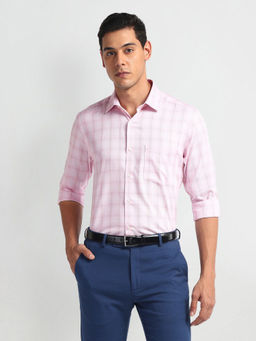 Arrow - Pink Tartan Checks Regular Fit Shirt