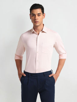 Arrow - Pink Vertical Stripe Pure Cotton Shirt