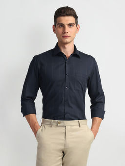 Arrow - Navy Blue Vertical Stripe Cotton Shirt