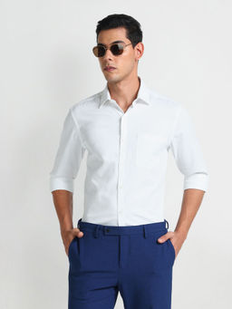 Arrow - White Floral Jacquard Cotton Shirt