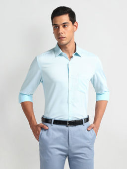 Arrow - Aqua Self Design Print Cotton Shirt