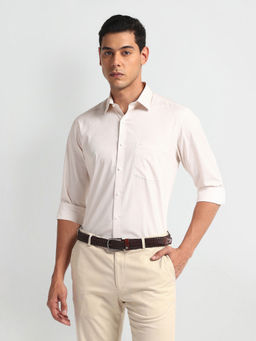 Arrow - Beige Motif Print Cotton Twill Shirt