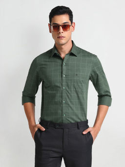 Arrow - Green Windowpane Checks Twill Shirt