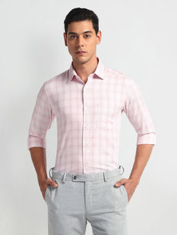 Arrow - Pink Tartan Checks Slim Fit Shirt