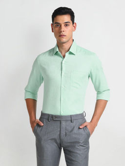 Arrow - Green Manhattan Slim Fit Textured Pattern Shirt