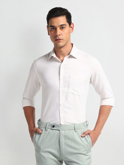 Arrow - Off White Horizontal Stripe Slim Shirt