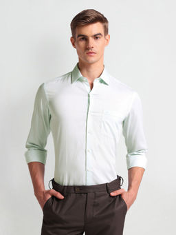 Arrow - Light Green Manhattan Slim Fit Twill Shirt