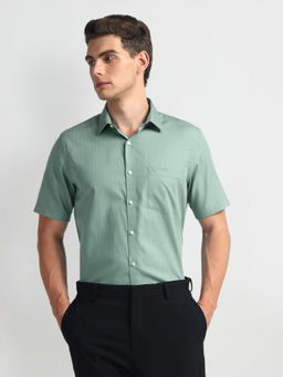 Arrow - Green Vertical Stripe Twill Shirt
