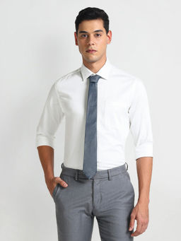 Arrow - White Manhattan Slim Fit Cotton Shirt