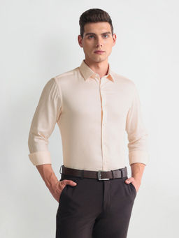 Arrow - Beige Patterned Dobby Manhattan Slim Fit Shirt