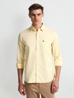 Arrow Sports - Yellow Manhattan Slim Fit Twill Shirt