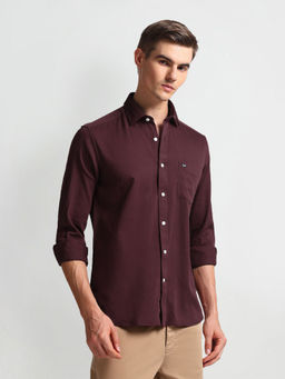 Arrow Sports - Wine Manhattan Slim Fit Dobby Shirt