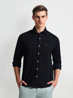 Arrow Sports - Navy Blue Manhattan Slim Fit Dobby Shirt