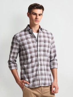 Arrow Sports - Brown Tartan Checks Oxford Shirt