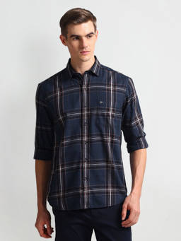 Arrow Sports - Blue Tartan Checks Twill Shirt