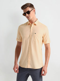 Arrow Sports - Orange Short Sleeve Herringbone Shirt