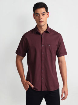 Arrow Sports - Maroon Cutaway Collar Solid Shirt