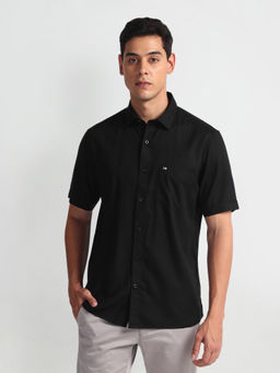 Arrow Sports - Black Solid Twill Shirt