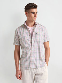 Arrow Sports - Pink Pure Cotton Tartan Checks Shirt