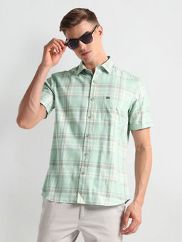 Arrow Sports - Green Plaid Checks Cotton Shirt