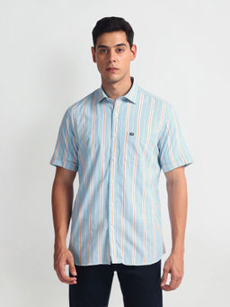 Arrow Sports - Blue Vertical Stripe Twill Shirt