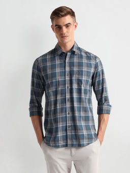 Arrow Sports - Blue Tartan Checks Cotton Shirt