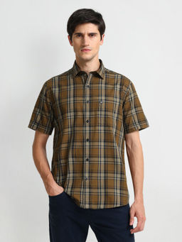 Arrow Sports - Brown Tartan Checks Cotton Shirt